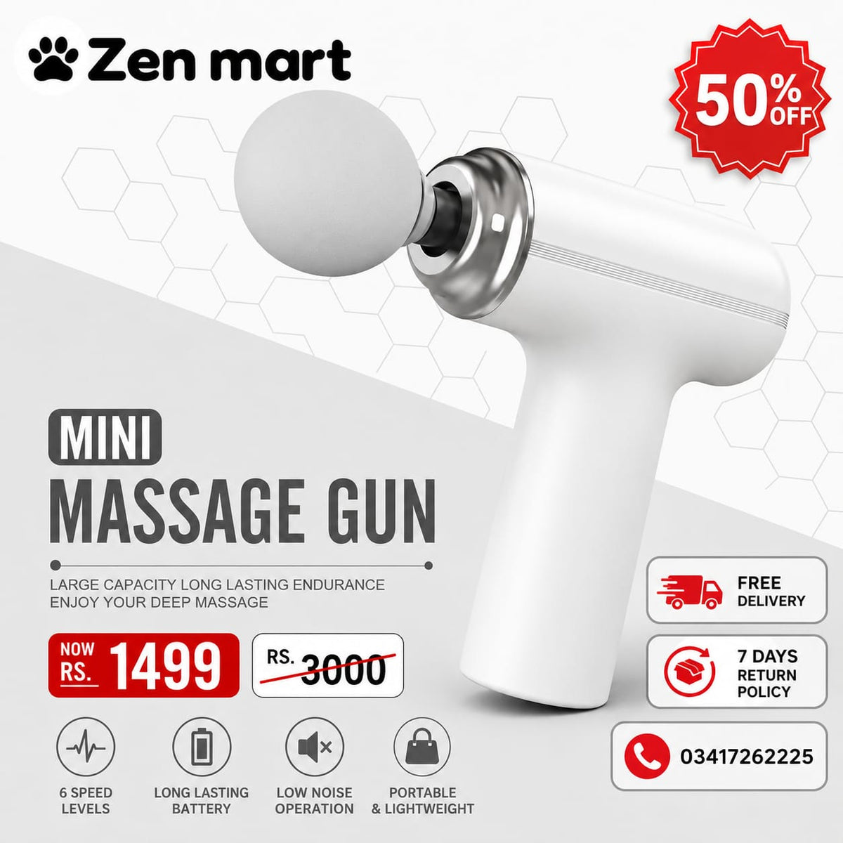 Mini Rechargeable Massage Gun – Portable Deep Tissue Muscle Massager