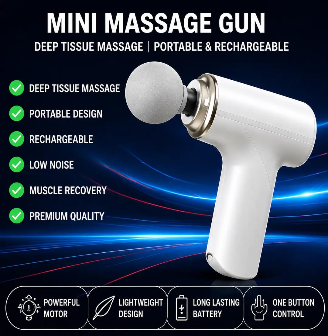 Mini Rechargeable Massage Gun – Portable Deep Tissue Muscle Massager