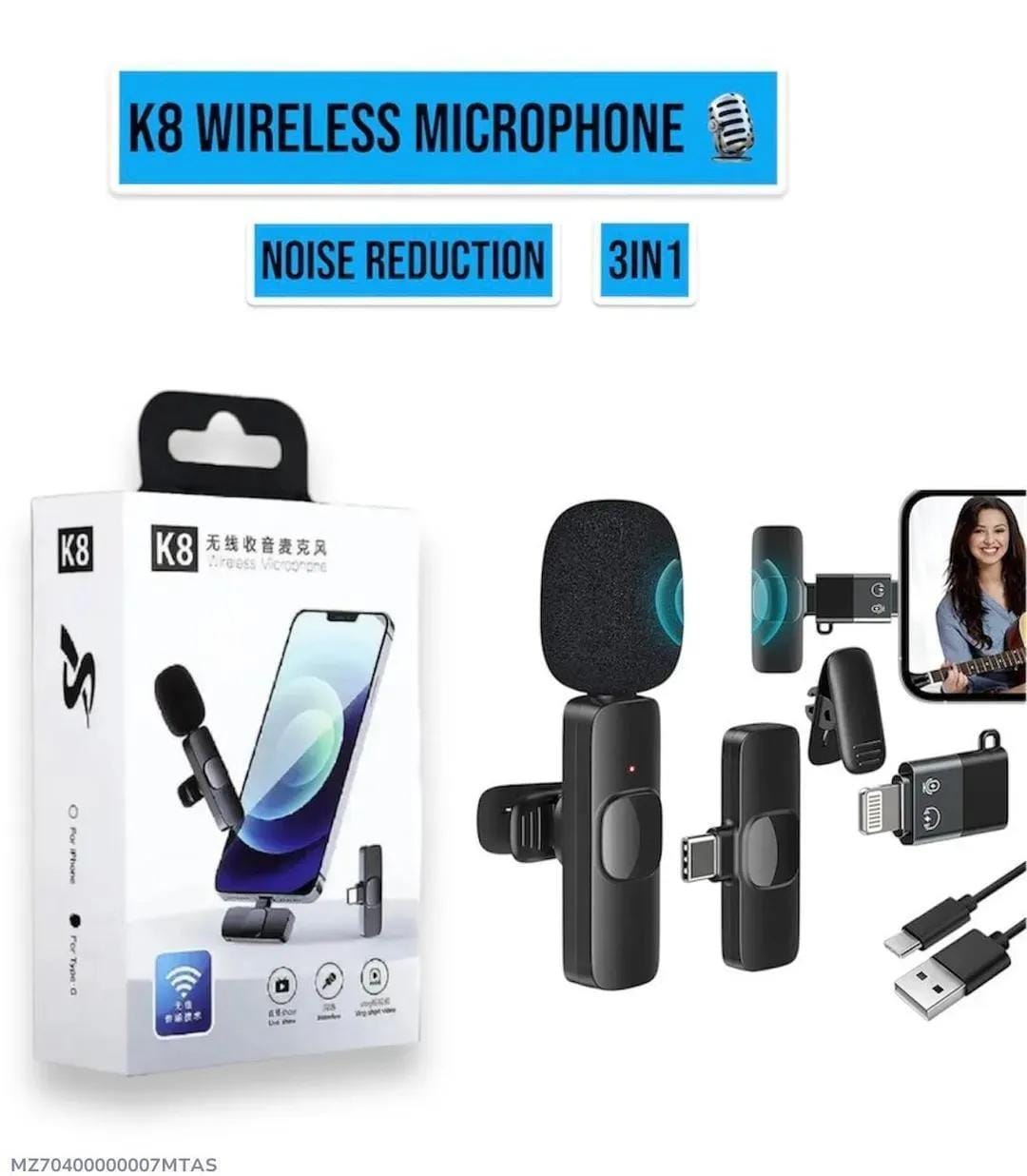 🔥 K8 Wireless Microphone – Clear Voice, Professional Sound! 🎤