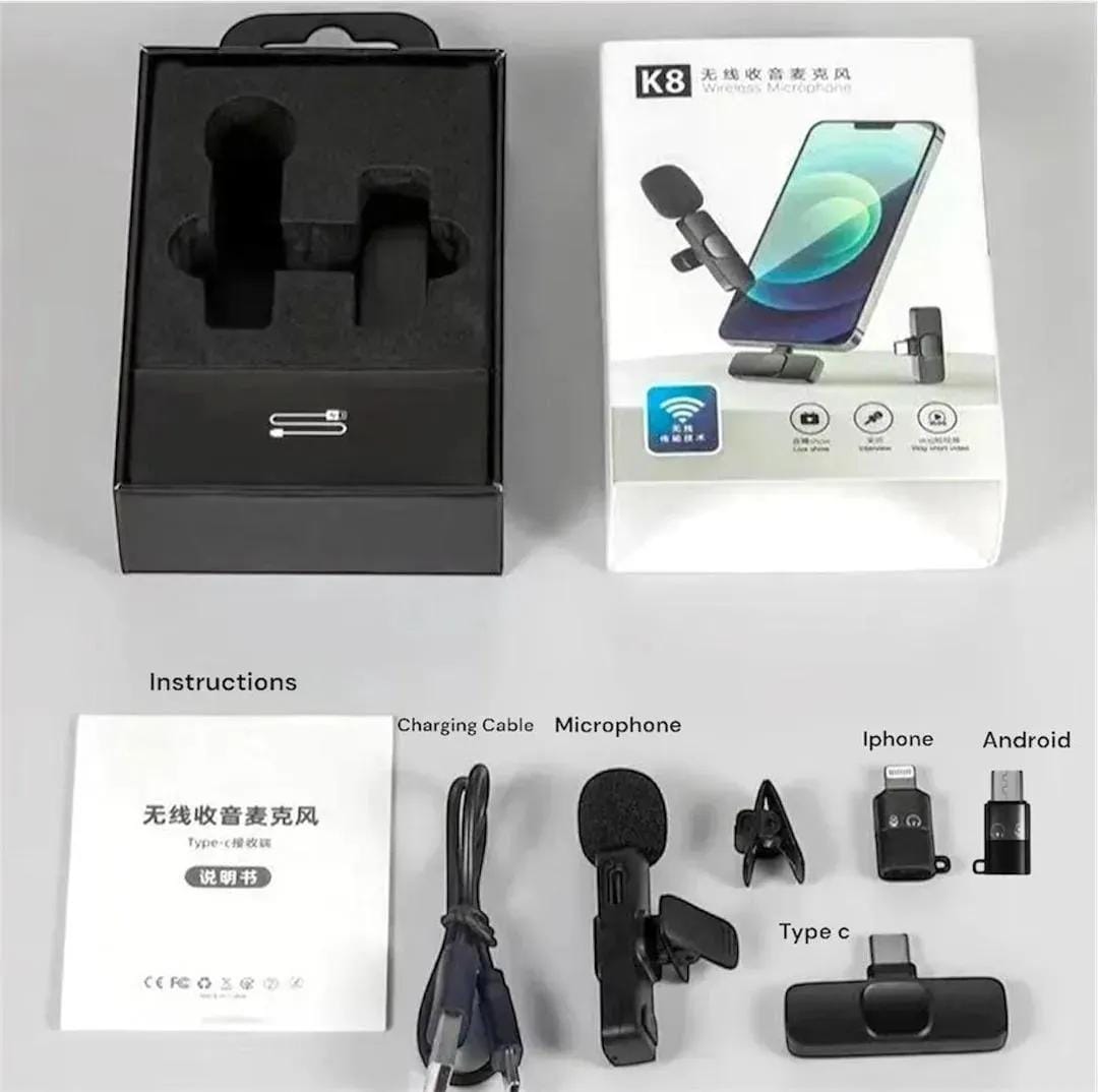 🔥 K8 Wireless Microphone – Clear Voice, Professional Sound! 🎤
