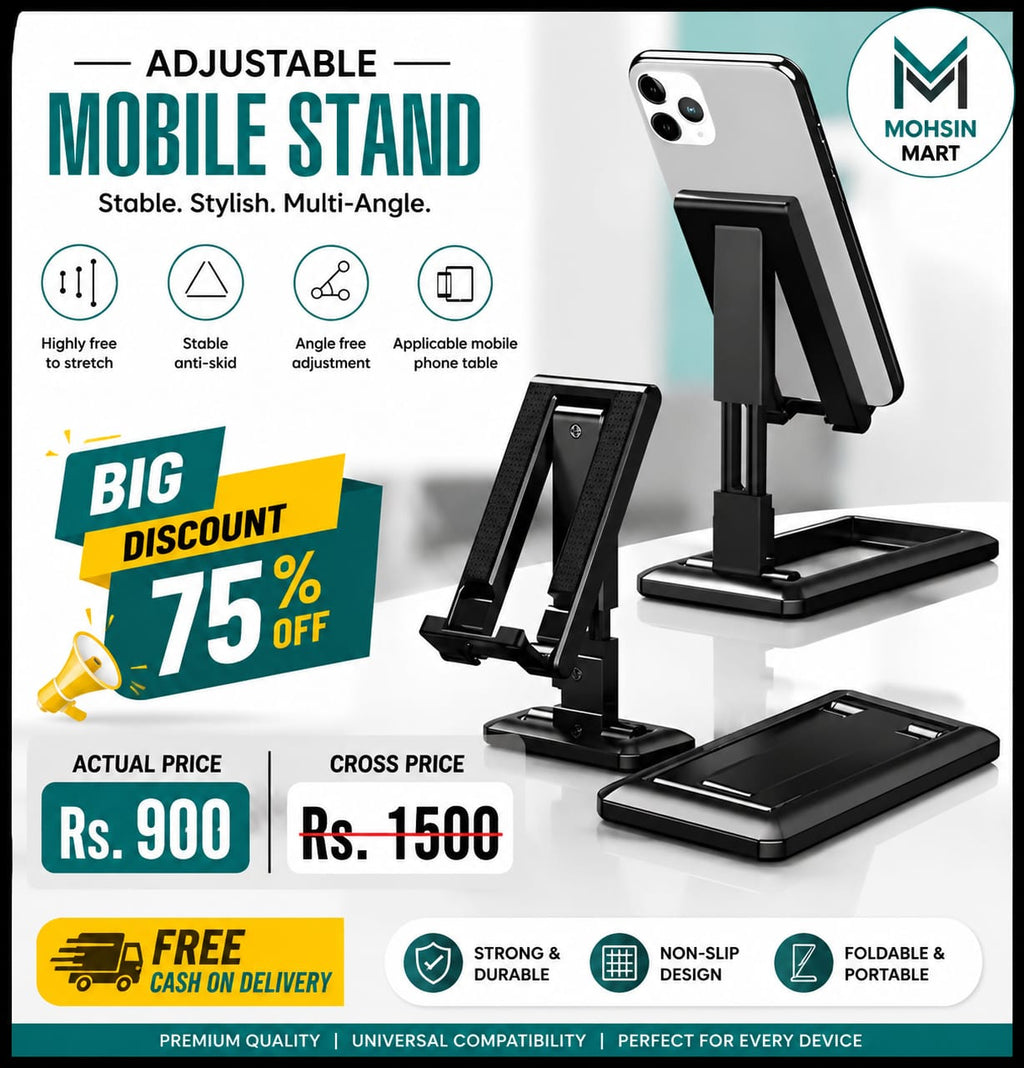 Adjustable Mobile Stand | Foldable & Multi-Angle | Strong Anti-Slip Design | 75% OFF